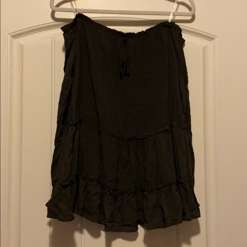 OFF THE SHOULDER PEASANT TOP-CHARCOAL